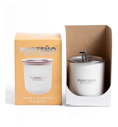 Mate Y Bombilla Porteño Acero Inoxidable Térmico Caja Regalo