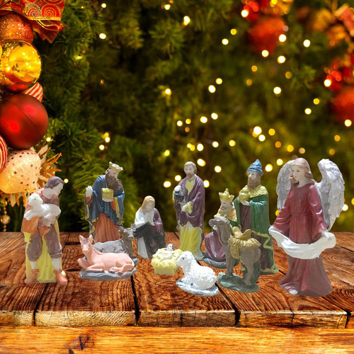 Juego De Pesebre Colorido De 12 Piezas Adornos Escena De
