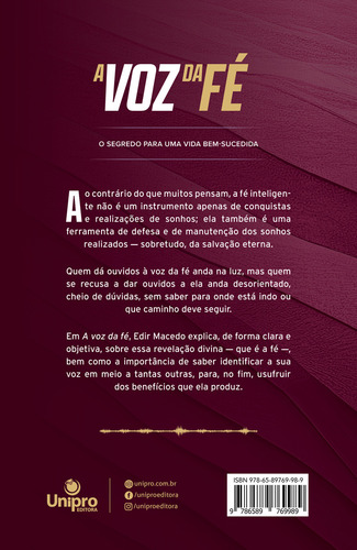 A Voz Da Fé: O Segredo Para Uma Vida Bem -sucedida - 4ª Ed: A Voz Da Fé: O Segredo Para Uma Vida Bem -sucedida - 4ª Ed, De Macedo, Edir. Editora Unipro, Capa Mole, Edição 4ª Em Português, 2023
