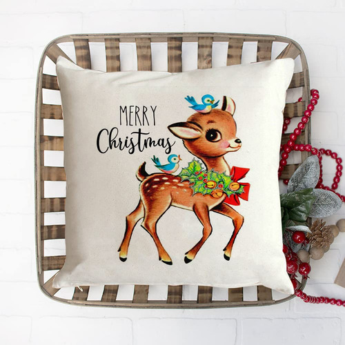 Fundas De Almohada Navideñas De 45x45cm, Juego De 4 Rojo Navidad