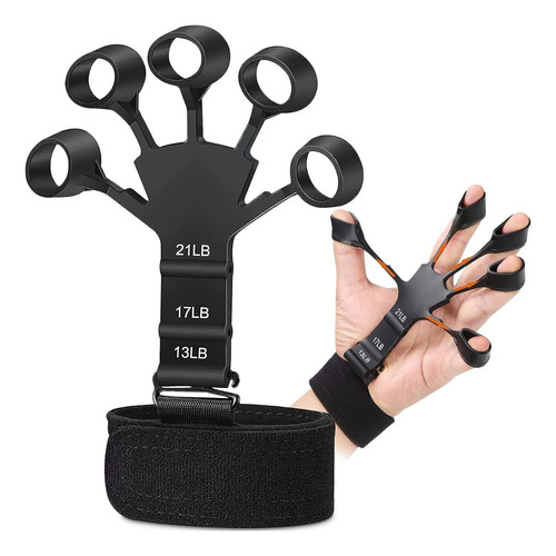 Exercitador preto ajustável para fortalecer os dedos