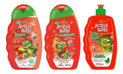 Condicionador Nazca Kit acqua kids shampoo 250ml + cond liso 250ml+creme pentear Shampoo