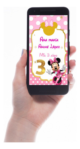 Invitación En Video Minnie Mouse Rosa Y Dorado