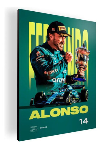 Cuadro Moderno Mural Poster Fernando Alonso 60x84 Cm