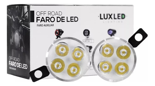 Faro Auxiliar 4 Led Redondo Lupa Moto Cuatri Auto 12v