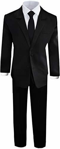 Traje Negro Formal Con Camisa Y Chaleco Para Niño Black N Bi