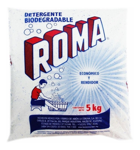 Caja De Detergente Roma De 5 Kilos Con 4 Piezas