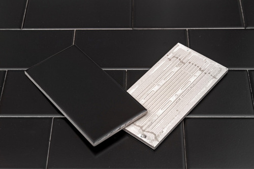 Azulejos Ceramicos Subway Negro Mate Liso 7.5x15 Cocina Baño Pared