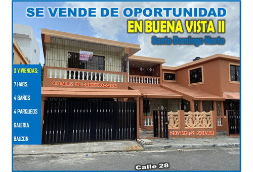 Vendo Casa 2 Niveles Remodelada Y Rebajada En Buena Vista 2da., Con 3 Viviendas, 7 Habs., Rd$12,600,000.00
