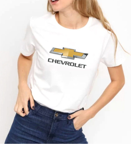 Remera Mujer Blanca Sublimada Personalizada Chevrolet