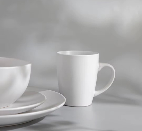 Vajilla Elegante Negro Mate Para 4 Personas 16 Piezas Color Blanco Lisa