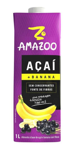 Kit 12 Smoothie Açaí Com Banana Zero  Açúcares Amazoo 1 L