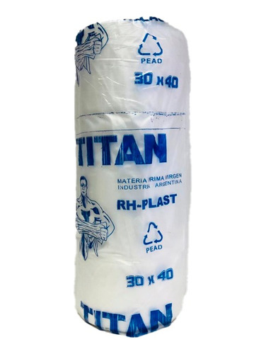 Rollo Bolsa Arranque A/d Titán Cristal Vir 30x40 1000gr X 6u