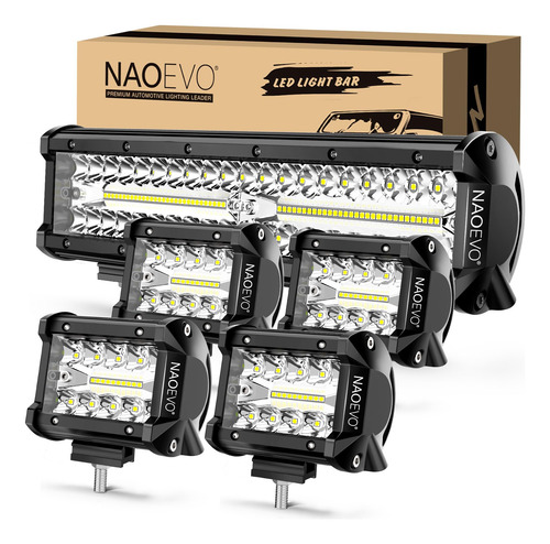 Naoevo Barra De Luz Led De 12 Pulgadas Y 4 Luces Led De 4