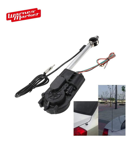 Imagen 3 de 9 de Antena Electrica Automatica Negro Plata Auto 12v Universal