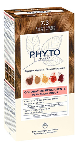 Phyto Color-7.3 Rubio Dorado Cubre El 100% De Cabello Blanco Tono 7.3 Rubio Dorado