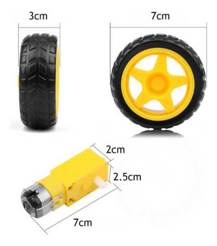 30 X Roda + Pneu + Motor Dc 3 A 6v Com Redução Robotica