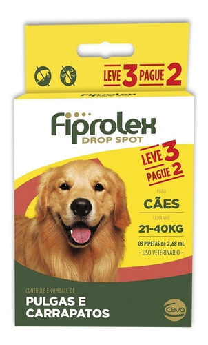 Antipulgas Ceva Fiprolex Cães De 21 Até 40kg Leve 3 Pague 2