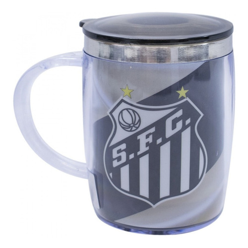 Caneca Térmica Com Tampa 450ml - Santos Cor Preto