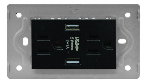 Toma Doble + 2 Usb Luxor Negra Intercambiable Sin Tapa