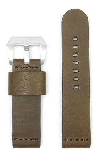 Correa De Reloj Cuero Chocolate 24 Mm Dasari Con Hebilla