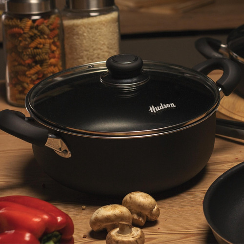 Cacerola Antiadherente Hudson 28 Cm Aluminio Color Negro