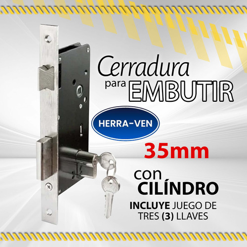 Cerradura Embutir Herraven 35mm C/cilindro Hr-105-35 / 08533