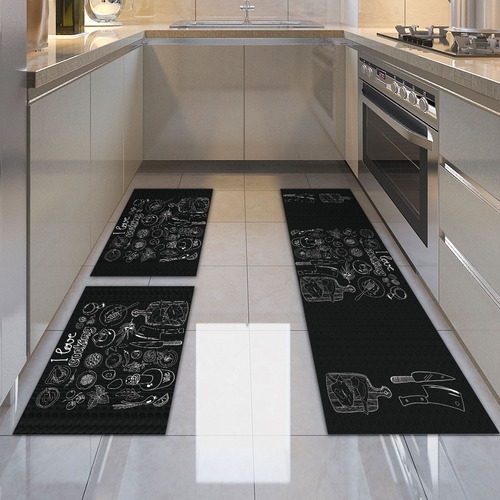 Kit Tapete Passadeira De Cozinha 250x90 + 2 Capachos 80x50