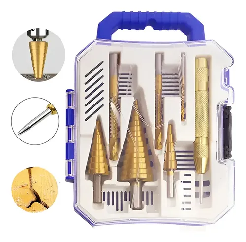 Broca Escalonada Cone Shiitake 4 A 32mm Rapido Espiral Kit7