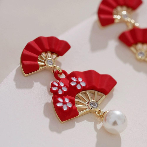 1 Par De Pendientes De Novia En Forma De Abanico De Estilo C