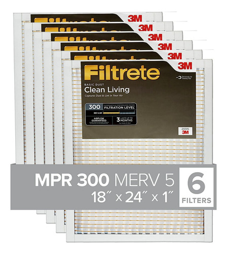 Filtrete Filtro De Aire De 18 X 24 X 1, Mpr 300, Merv 5, Cle