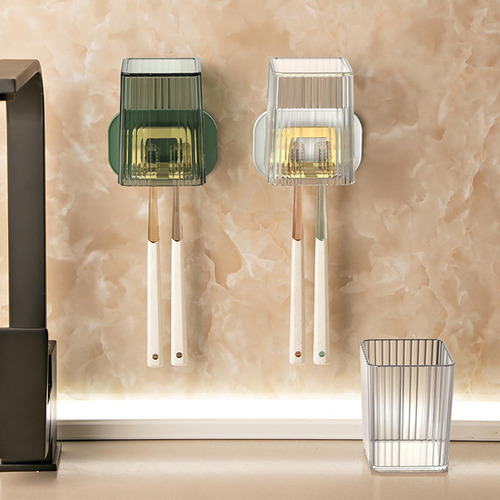3 Soporte De Pared Para Cepillos De Dientes Con Taza Verde