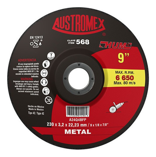 Disco De Corte Metal 9 Plg Austromex 568 1 Pz