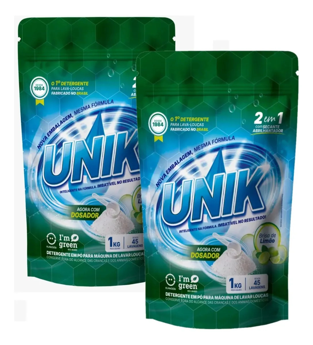 Kit 2un Sabão Detergente Secante Máquina Lava Louça 1kg Unik