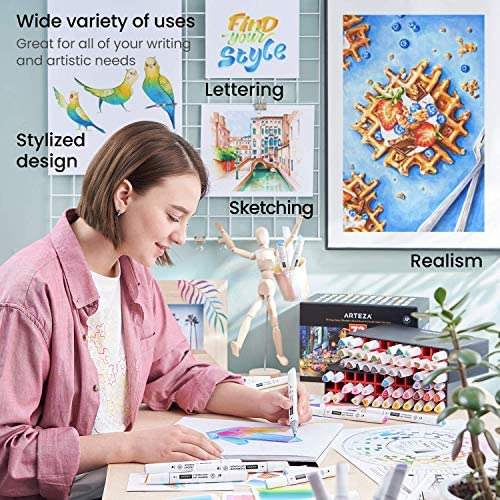 Arteza Art Alcohol Markers, Juego De 72 Colores, Everblend M