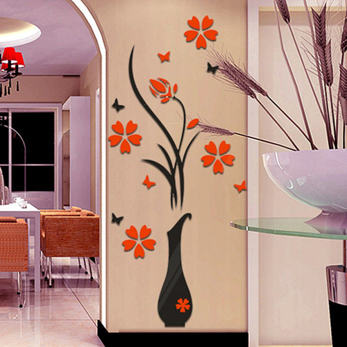 Adesivos De Parede Acrílicos Vase Plum Blossom Diy