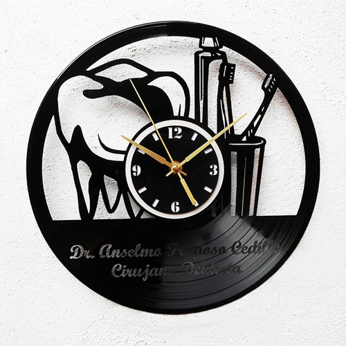 Reloj Disco Vinilo Vinil Acetato Lp Con Tu Nombre Dentista :