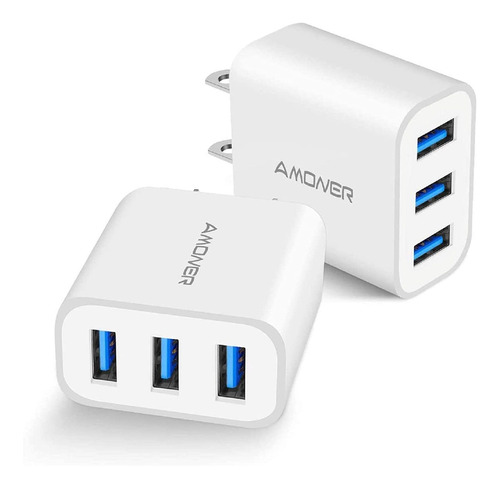 Cargador De Pared Usb, Paquete De 2 Unidades De 15 W, 3 Pue.