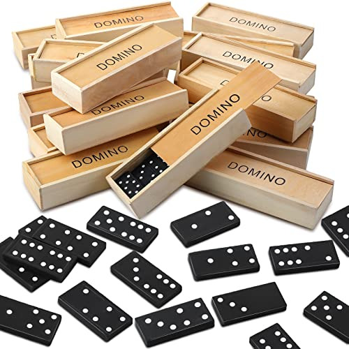 50 Pack Mini Wooden Dominoes Set Mini Board Games Doubl...