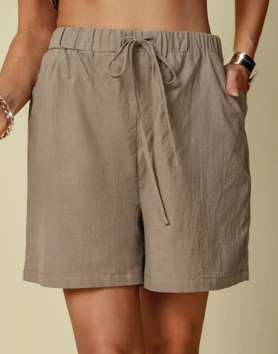Pantalones Cortos Holgados De Lino Y Algodón Con Cordones