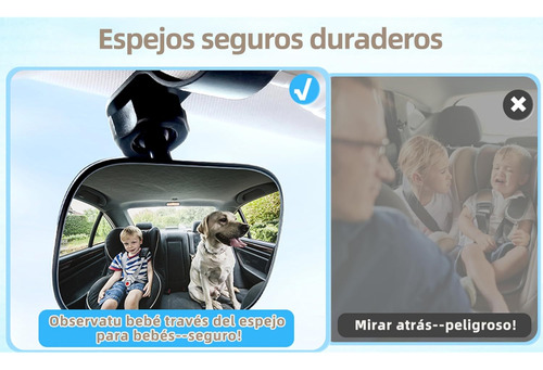Espejo Retrovisor De Bebé Para Auto Espejo Observación 360°