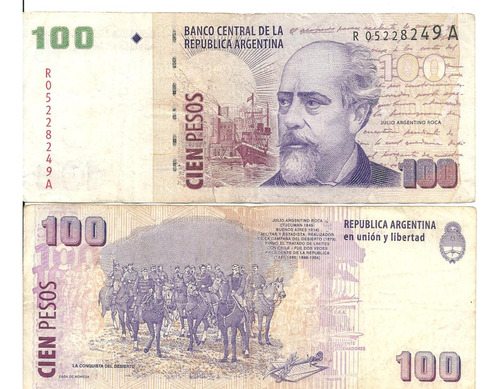 Billete: 100 Pesos  Roca Reposición (redrado /cobos)3734