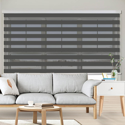 Persianas Enrollables De Cebra Doble Capa Gris 160x180 Cm