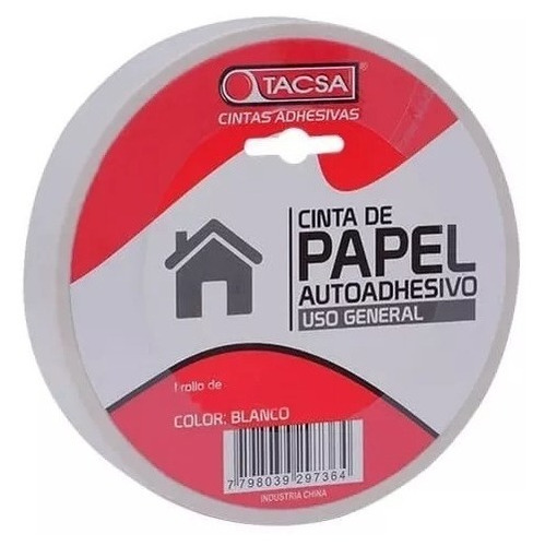 Cinta De Enmascarar De Papel 36 Mm Tacsa X 50 Metros Blanca