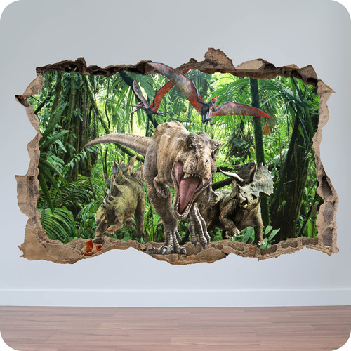 Vinilo Mural Pared Rota 3d Gigante Dinosaurios Rex 100x150