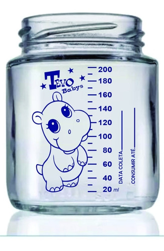 Imagem 3 de 3 de Kit Com 10 Potes De Vidro P Leite Materno C/ Graduação 200ml