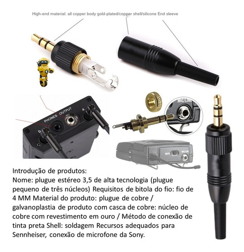 Imagem 5 de 8 de Conector Com Rosca Interna Para Mic Sennehiser E Sony Camera