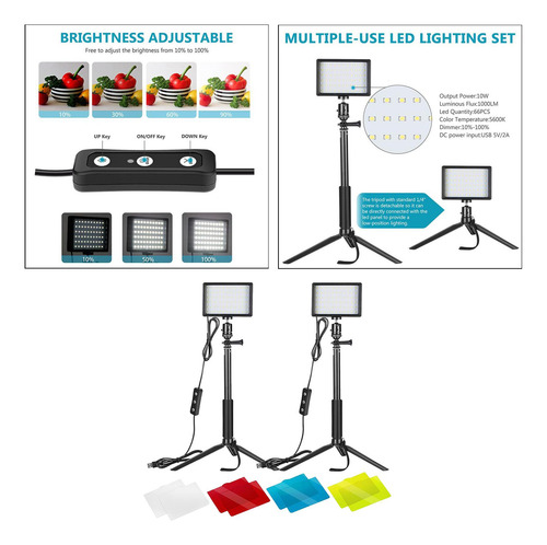 2pcs Regulable 5600k Usb Luz De VĂdeo Led Para Video De