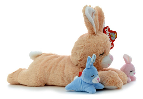 Peluche Conejo Mama Con 2 Hijos 38cm Charko 1669