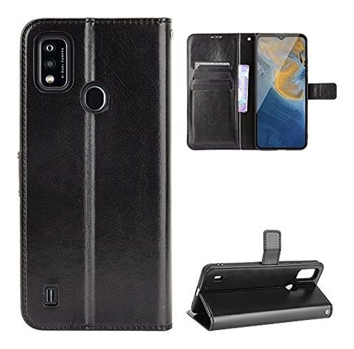 Funda Para Zte Blade A51 Tipo Billetera Con Correa Negro